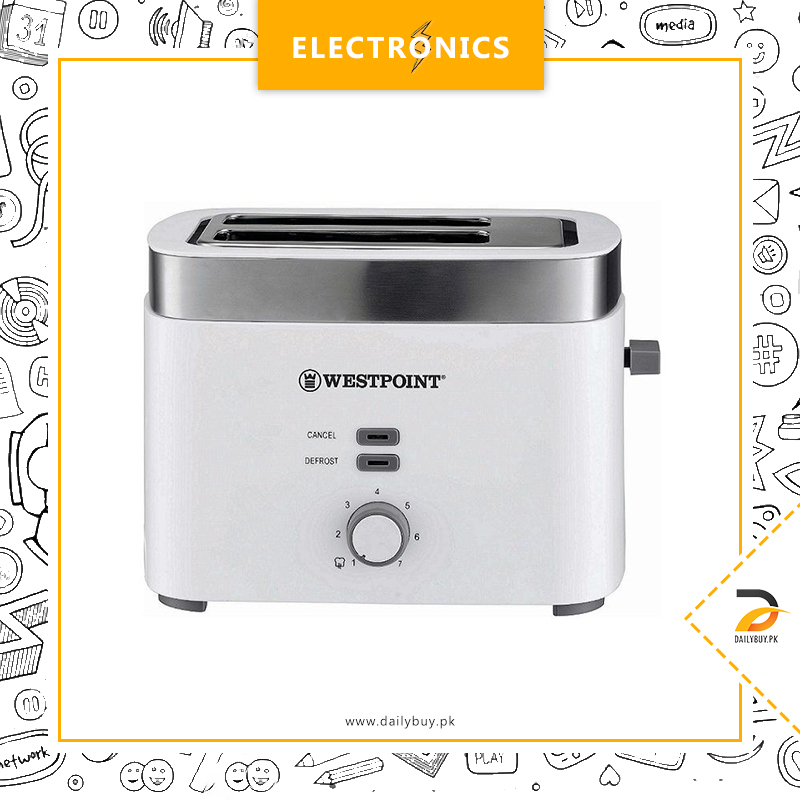 Westpoint Wf-2583 - 2 Slice Pop-Up Toaster - White & Grey