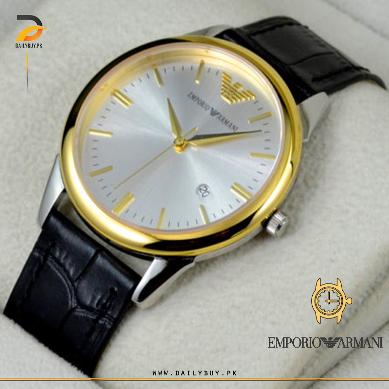 EMPORIO ARMANI DATE LEATHER STRAP