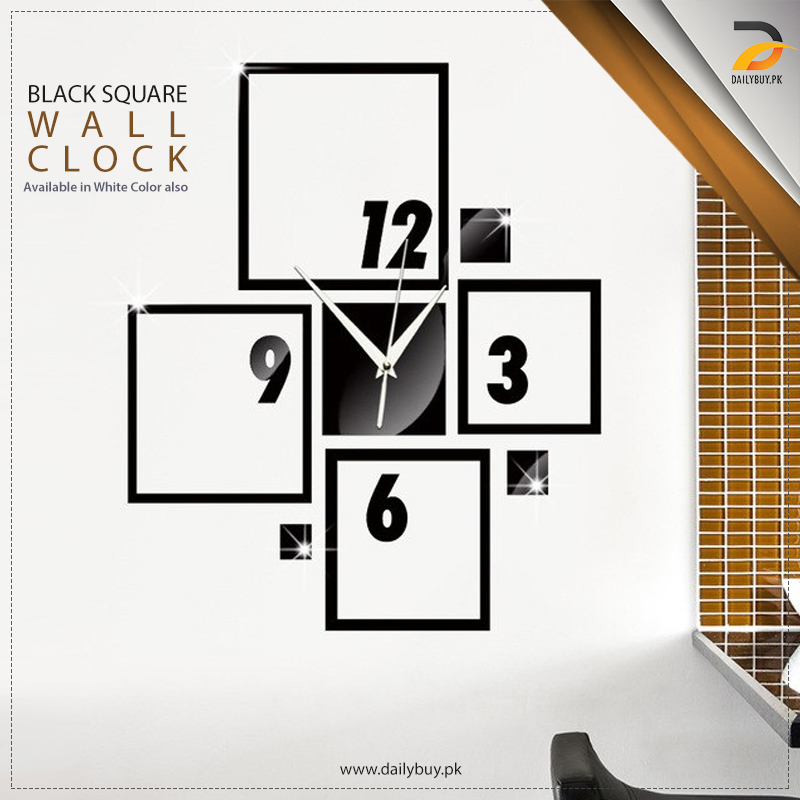 Black Square Wall Clock