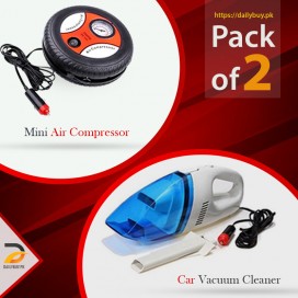 Pack of 2 Car Compressor and Vacuum Cleaner