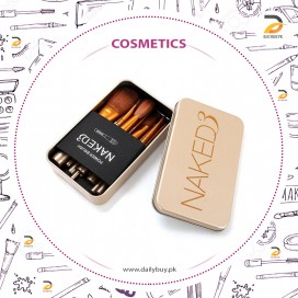 Naked 3 Makeup Cosmetic Brush Set 12 pcs travel size with metallic case