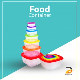 Pack of 7 Rainbow Plastic Food Container - Multi-C