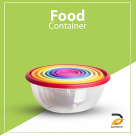 Pack of 7 Rainbow Plastic Food Container - Multi-Color Round