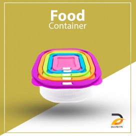 Pack of 7 Rainbow Plastic Food Container - Multi-C
